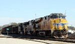 UP 7434 sits beside the tower in Glenwood Yard